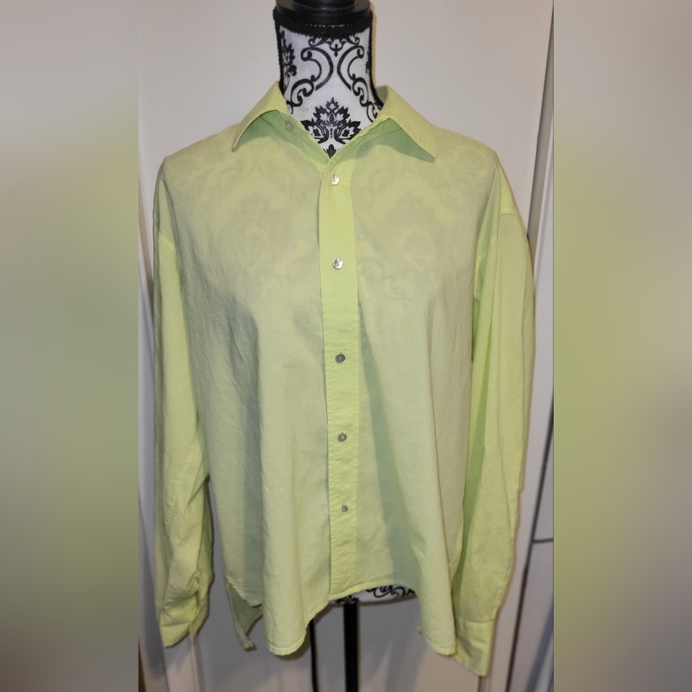Cali By Cali Dreaming Collared Boy Shirt Pastel Lime Sz M/L‎